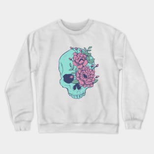 Blue Floral Skull Crewneck Sweatshirt